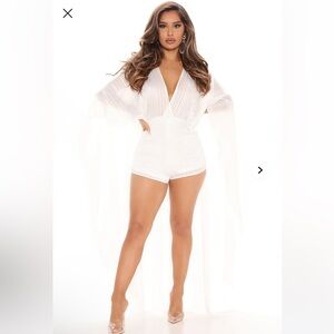 Elegant White Romper/Cape